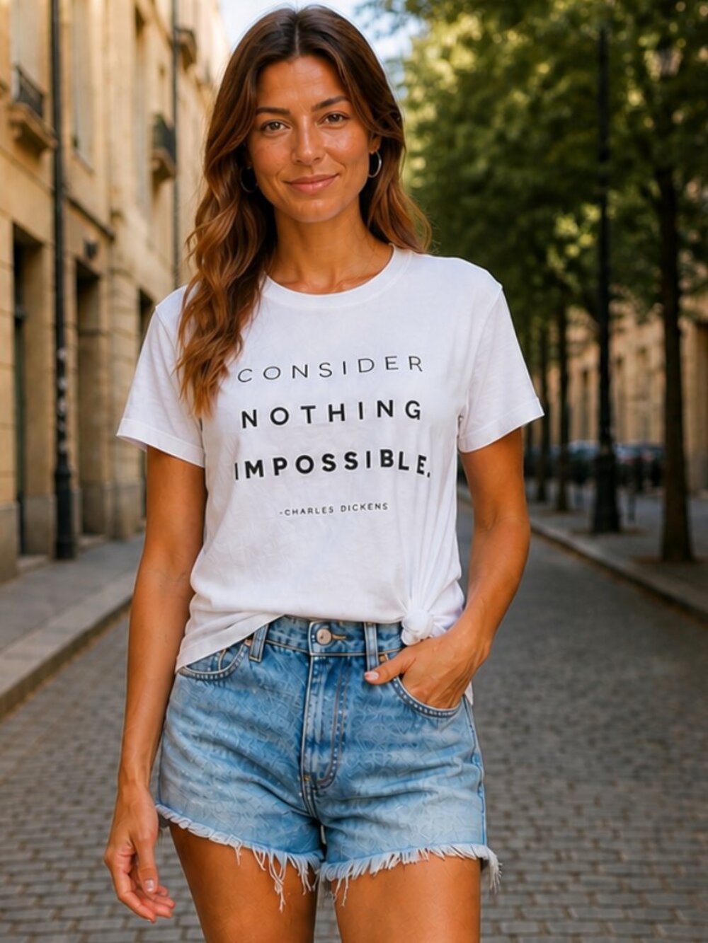 SOUL HONEY Charles Dickens Quote Graphic Tee S Consider Nothing Impossible